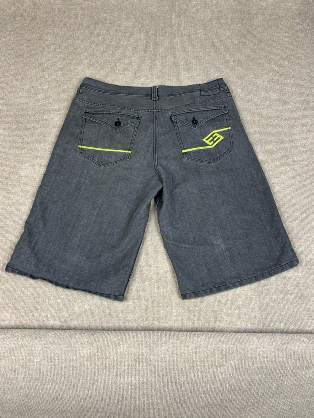 Y2K Enyce Shorts Size 42x16 Blue Denim Jean Baggy Wide Embroider Logo Hip Hop